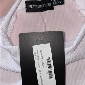 Prettylittlething White Ribbed Dress